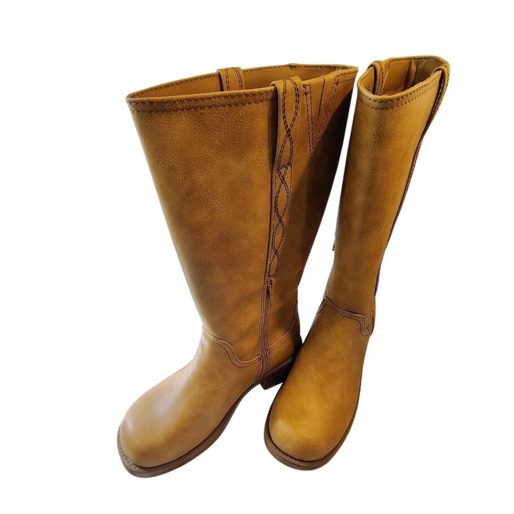 No Boundaries Womens Boots Sz 7.5 Wide Tan Knee High Riding Zip NWT